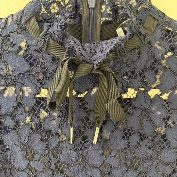 Sandro Navy Long Sleeve Lace Dress - Picture 2 of 6